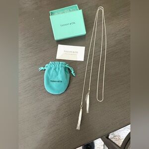 Tiffany & Co. Sterling Silver Feather Lariat Necklace